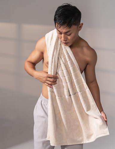 Image of DAMENSCH 100% Cotton Towel, Super Soft Towels for Bath Large Size, Ultra Absorbent, Quick Dry Towel for Women, Long Lasting Colours Towels for Bath Men-Serenen Biege
