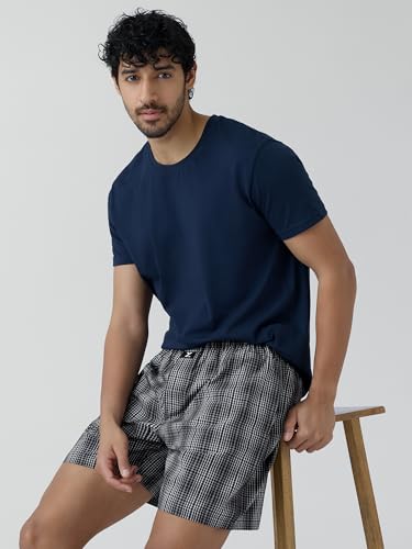 Image of XYXX Men's Checkmate Relaxed Fit Cotton Boxer Shorts with Dual Pocket & No Marks Waistband (Pack of 2)