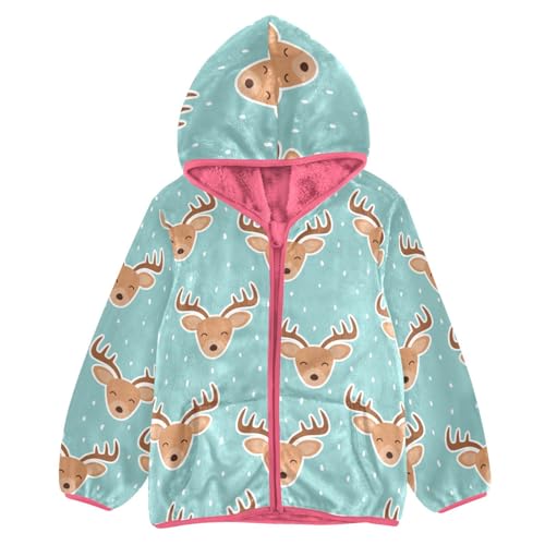 OTVEE Christmas Reindeer Cartoon Deer Kids Hoodie Jacket Fall Spring Full Zip Warm Outwear Coat