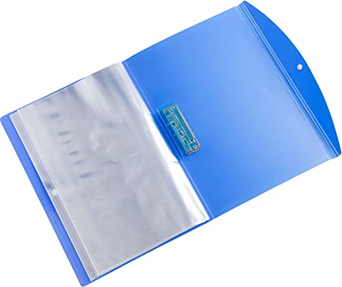 Image of Worldone FC (Foolscap Size) | Multi-Utility Document Folder | 40 Top-Loading Sleeves | Snap Button Closure | Durable 0.75mm Virgin PP Sheet | Ideal for Office, School & College | Blue (Pack of 2)