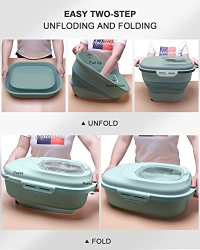 Somkaco Dog Food Storage Container - 30 Lbs Collapsible Dog Food Container With Transparent Lid, Scoop And Wheels, Large Pet Food Storage For Dog, Cat And Other Pet (Green) #TOP3