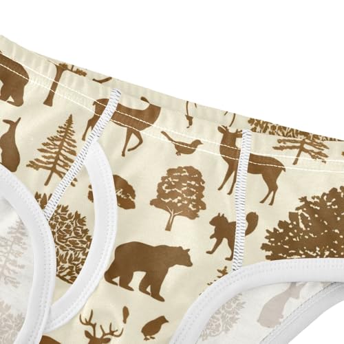 CHIFIGNO Boy Cotton Underwear Breathable Briefs Soft Brief Underwear for Toddler Boys, Cute Animals Bears Beige4