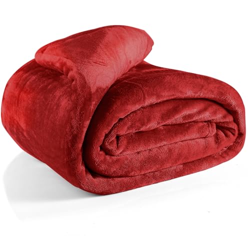 EHC Fleece Blanket Sofa Throw, Cozy Blanket Soft Fluffy Throws for sofa Large Bed and Couch Double Wine, 150x200cm
