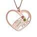 Collar de familia con nombre grabado y piedra de nacimiento Collar con nombre personalizado Navidad para mamá(Oro rosa 16)
