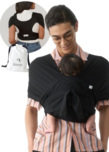 Image of Konny Baby Carrier Flex SoftBreeze Premium Material - Adjustable, Easy to Wear and Wrap Baby Sling, Perfect for Newborn Babies Essentials up to 44 lbs, (XS-XL) - Black