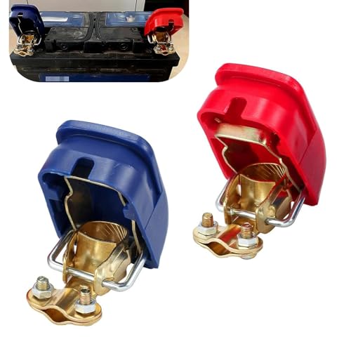 DACIRTY Battery Terminal Connector, Flame Retardant PC Shell Positive and Negative Power Switch Quick Coupling Terminals, Repair Replacement Parts, Suitable for Most Cars (Red & Blue)