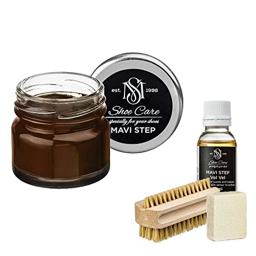 Kit d'entretien chaussures daim nubuck Aurora 169 Roux complet