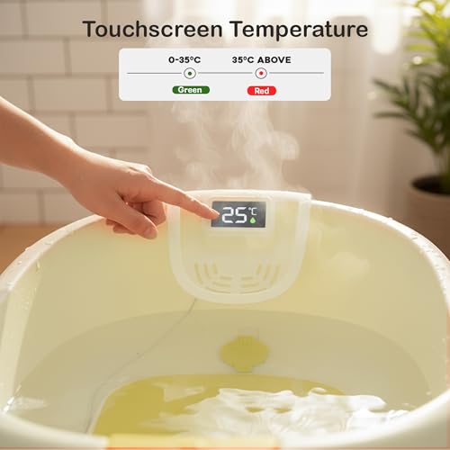 Image of Baybee Dive Baby Bath Tub for Kids | Bathing Tub with Touch Monitor & Tray | Newborn Baby Bath Seat | Kids Bather with Anti-Slip Support & Headrest | Kids Bathtub for Baby 0 to 5 Years (Green)