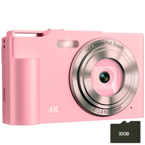 Image of Digital Camera, FHD Digital Point and Shoot Camera with Anti Shake, Compact Small Camera with 32GB Card for Boys Girls Kids