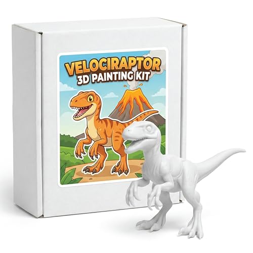 Image of Unscroo DIY 3D Model Painting Kits - Dinosaurs, Ice Age Animals & Unicorns - 3D Printed Art & Craft Hobby Gift for Kids, Teens & Adults - Return Gift Sets (Velociraptor Single)