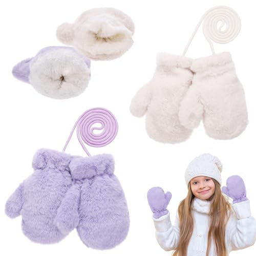 2 Paar Kinder Winter Fäustlinge, Fleece Handschuhe für...