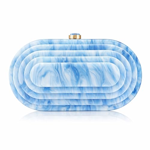Image of Acrylic Bubble Bag Luxury Marble Clutch Evening Purses for Women Glitter Handbag for Wedding Party Prom