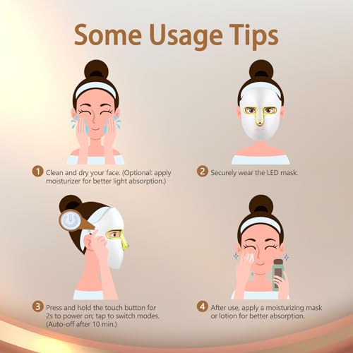 Kelyoo HSA FSA Red Light Therapy for Face Mask – LED Face Mask Light Therapy with Red Blue LED and Infrared Light, Anti-Aging, Blemish Repair Treatment