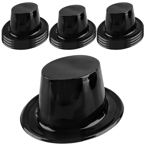 SGBETTER 20 Pcs Kids Plastic Top Hats Bulk Tuxedo Costume Hat Dress Up Black Magician Hat for Child Cosplay Stage Performance