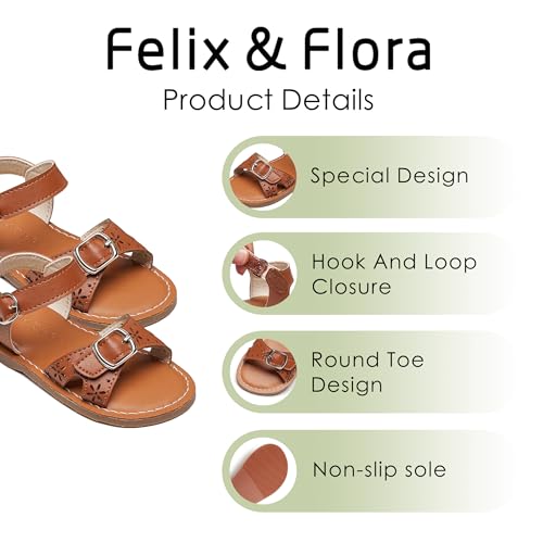 Image of Felix & Flora Toddler Girl Sandals - Flower Girl Dress Shoes Open Toe Little Kid Flats