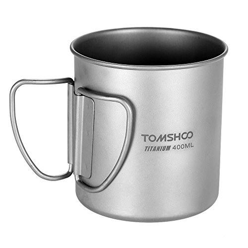 DECDEAL 400 ml Titanium Cup Outdoor Portable Camping Picnic Caneca de copo de água com alça dobrável