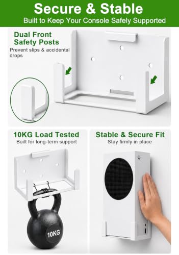 Image of Wall Mount for Xbox Series S (Mount The Console & Controller on Wall Near or Behind TV Left /Right), Wall Shelf Bracket Kit for XSS