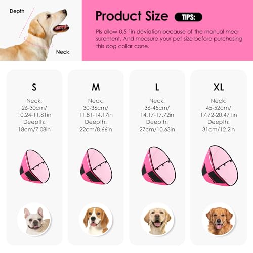 Preferhouse Large Dog Soft Cone Recovery Collar, Comfortable Dog Head Cone Collar for Large Dogs, Pet Surgery Cone Soft Neck Protector, Pink L by Preferhouse - Image 7