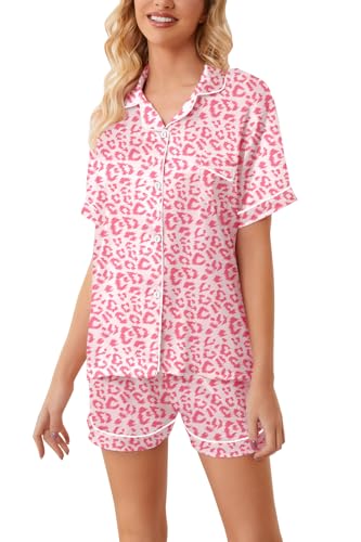Image of Girls & Womens Satin Pajamas Set, Silk Button-Down Sleepwear 2 Piece Nightwear, 3 Years - Women XXL