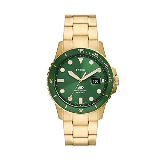 Fossil Reloj para hombre Azul, movimiento de cuarzo, 42mm Caja de acero dorada con correa de acero, FS5950, Dorado