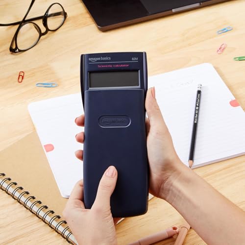 Image of Amazon Basics AB-82MS 240 Functions and 2-Line Display Scientific Calculator | 240 Function Scientific Calculator | 2-Line Large Display, Blue