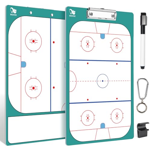 WISYOK Double-Sided Hockey Dry Erase Clipboard for Coaches Whiteboard Coach Lineup Board with Marker