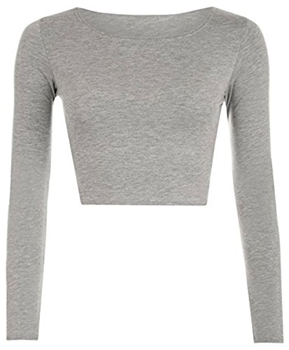 Preisvergleich Produktbild WearAll Damen Lamarmshirt Schwarz * Einheitsgröße Gr. 34-36, Hellgrau