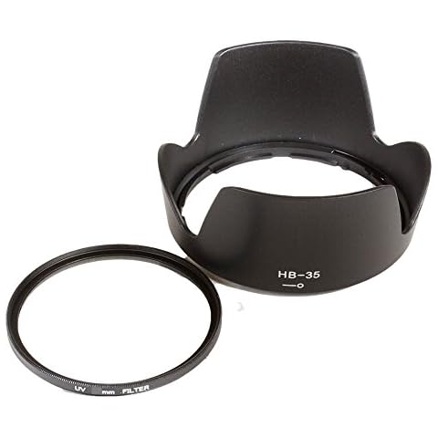 F-Foto HB3572SET Hood & Filter Set, Nikon Nikon Lens Hood, HB-35 Compatible Flower Hood and 2.8 inches (72 mm) Lens Protection Filter Set Cover