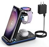 Wireless Charging Station for Samsung/Android, Fast Wireless Watch Charger Station Compatible for Samsung Galaxy S25 Ultra/S24/S23+/Z Flip 7/6 Fold 7/6, Watch8/7/Pro/Active 2 Galaxy Buds3/2 Pro(Black)