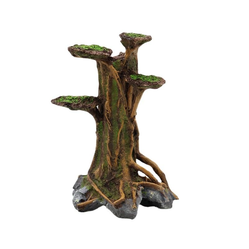 Decoración de árbol de Acuario, Rama de árbol Artificial de Resina con Musgo, Adorno para pecera, 8,66 x 5,11 x 3,93 Pulgadas