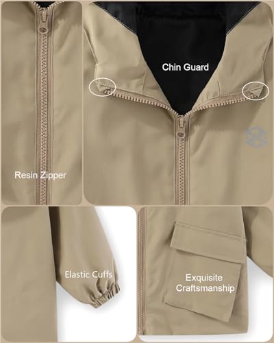 Image of Kids Boys' Windbreaker Jacket, Boys Zip Up Hoodie Coat Transitional Late Spring /Early Fall Jackets for Kids