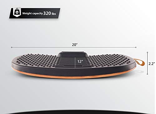 Image of FEZIBO Standing Desk Mat with Anti Fatigue Bar, Wooden Wobble Balance Board with Ergonomic Design Comfort Floor Mat