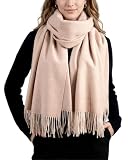 Achillea Warm Cashmere-Feel Winter Scarf for Women – Pashmina Shawl Wrap, Blanket Scarf for Daily Wear, Travel & Cold Weather (Beige)