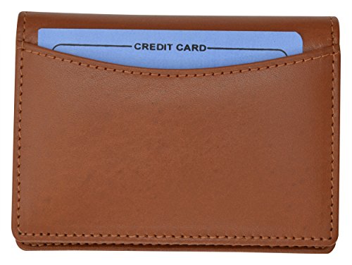 MW30070-BK Genuine New Leather Credit Card Holder ID Window 2.75" x 4" TAN2