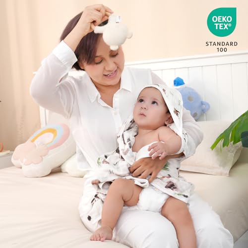 Image of david's kids 2 Pack Hooded Baby Towels, 100% Muslin Cotton 6-Layer Ultra Soft Breathable Absorbent Baby Bath Towels for Infant and Toddler, Newborn Essentials, Large 32x32Inch, Woodland Animals
