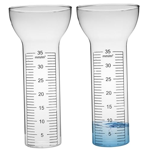 XUEYEGONGJI Tubo de reemplazo de pluviómetro 2 Piezas Tubo de Vaso de Vidrio de Llave congelada con Marcas Transparentes de 35 mm Guígues Abiertos en Forma de Embudo, Vidrio de reemplazo