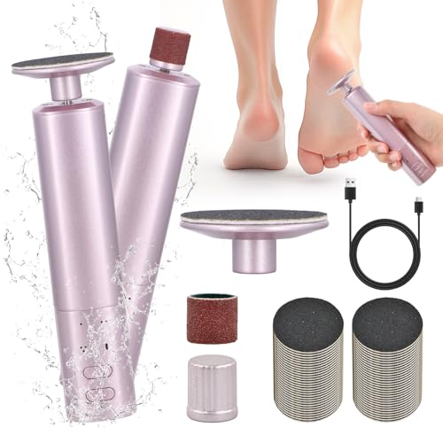 Focenat 2 en 1 Lima Electrica Pies Durezas, Quita Durezas para Pies, Pedicura Profesional para Pies, Removedor de Callos Electrico para Secos y Agrietados Talones, 6 Velocidades Ajustables