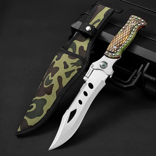 Tactical Survival Knife with Nylon Sheath, Outdoor Fixed Blade Knife, 5Cr15mov Stainless Steel Blade Camping Knife EDC Convenient Cutting knife,Suitable for Outdoor Hiking Camping
