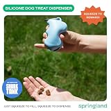 Springer Dog Treat Pouch for Effort-Free Squeeze Dispensing - Easy-Fill, Food-Grade Silicone Treat Pouches for Pet Training - Includes Carabiner-Sky Blue