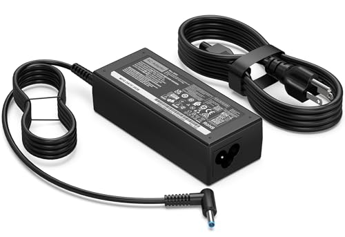 Image of 65W Replacement for HP Laptop Charger Envy, ProBook Series Smart Pavilion x360 14 15 17, Stream 11 13 14, Notebook, Elitebook, Blue Tip AC Adapterwith Power Cord