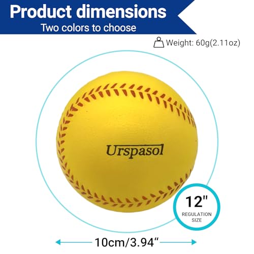 image for Urspasol Practice Foam Softballs 12 Inch Oversized Soft Baseballs with