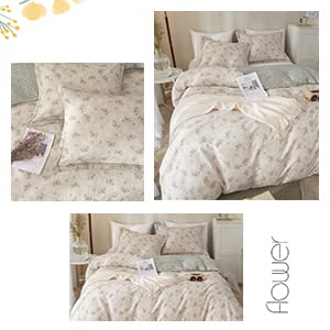Highbuy HB16046STYLE02Q Boho Floral Duvet Cover Queen Cotton Aesthetic Bedding Set thumb #5