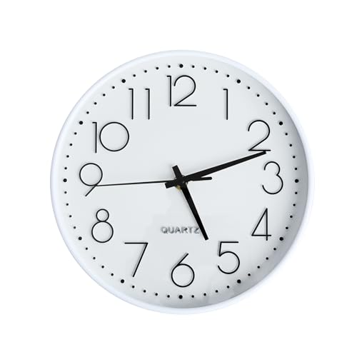 Reloj de Pared, Silencioso, Sin Tictac, Relojes de Pared Pequeños de 10 Pulgadas, rRloj de Pared Redondo Moderno Decorativo con Pilas para Oficina, Baño, Cocina, Dormitorio, Escuela, Sala de Estar