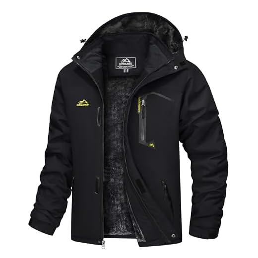 TACVASEN Herr Vinterjacka Vandringsjacka Varm Skidjacka Fodrad Utomhusjacka med Avtagbar Huva, Svart