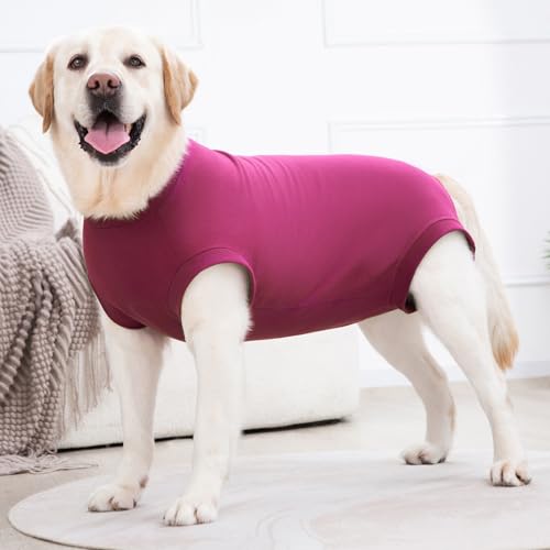 Axcimond Hundebody Nach Op Leckschutz Op Body Hund Kastration Hündin Rüde Medical Pet Shirt Hund Einteiler Wundschutzanzüge für Hunde Mit Klettverschluss Alternativen zu Kegel und Halskrause Rot L