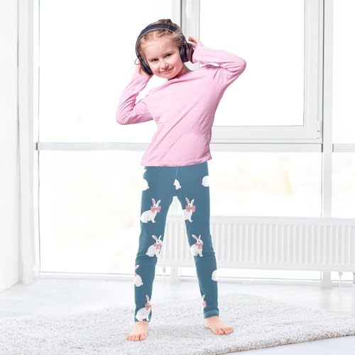 ALAZA Girls' Leggings Children's Yoga Pants Skinny Printed Dance Rabbit Bow Comfortable 4T3