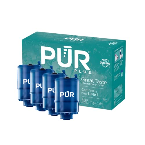 PUR PLUS Mineral Core Faucet Mount Water Filter Replacement (4 Pack) – Compatible With All PUR Faucet Filtration Systems