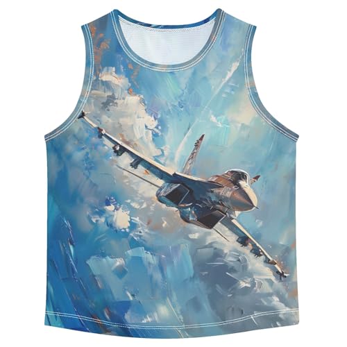 Boys' Tank Top Shirt Fighter Jet Soaring in The Sky Sleeveless T-Shirts