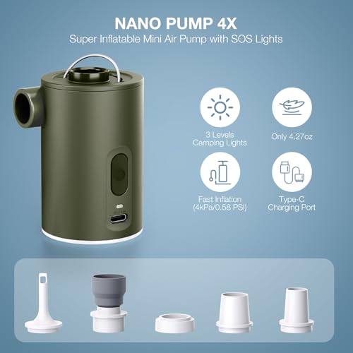 image for RTLOII Portable Air Pump for Inflatables, Ultra-Mini Air Mattress Pump