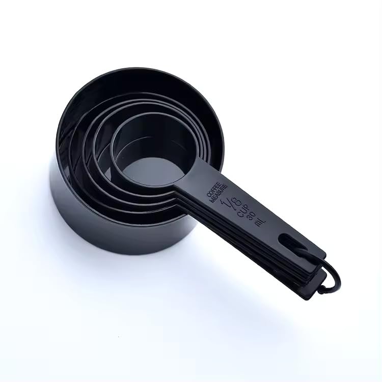 Ovenza Measuring Cups and Spoons Set, 10 Piece BPA-Free Plastic Kitchen Measuring Set, 5 Cups & 5 Spoons, Dishwasher Safe, Nesting Design for Baking and Cooking – Black - Image 3
